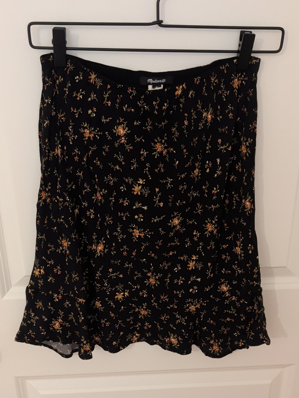Madewell Black Mini Skirt with Mustard Floral Print